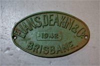 Vintage original railway maker's plate,
