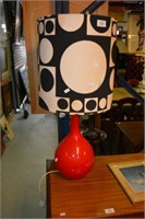 Retro red glass table lamp with funky