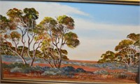 Lyndley, Australian outback scene with gums,