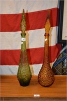 2 retro genie bottles with stoppers,