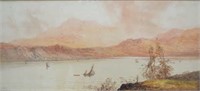 William Henry Earp, lake scene with fishing boats,