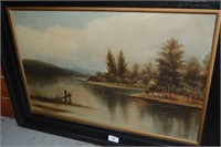 J. Hemy, lake scene, oil on canvas,