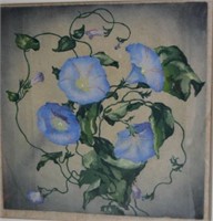 Artist unknown, 'Blue Trumpet Flowers',