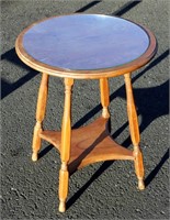 Smaller Vintage Side Table Round Top with Shelve