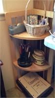 Folding, Wooden, Corner Shelf with Contents