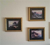 (3) Framed Smaller Thomas Kinkade Cottage Love