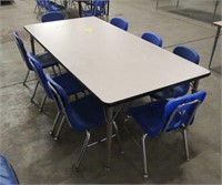 Adjustable Table, Approx 3FTx6FT, w/(8) Chairs