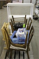 (4) Kitchen Chairs, Plastic Shelf, Approx 34"x14"x