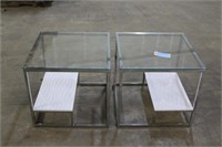 (2) Ashley Furniture Chrome End Tables - Unused