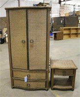 Armoire & Bed Side Table, Approx 35"x21"x6FT &