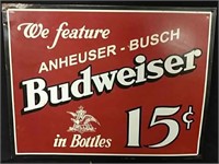 Metal Budweiser sign (12"x16")