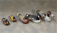 (5) Assorted Wood Carved Ducks & Goose