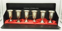New Towle 6 Pc Weighted Silver Cordial Cups Set