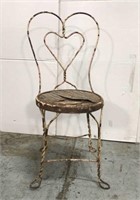 Antique twisted metal heart chair