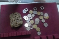 Misc Coins W/Azteca Wall Plaque