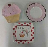 3 Assorted Cupcake Plates