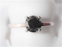 10K black diamond solitaire ring size 6.5