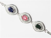 Sterling ruby,sapphire, emerald bracelet