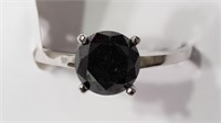 10K black diamond solitaire ring size 6