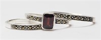 Sterling garnet & marcasite ring size 8/6.5