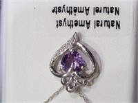 Sterling amethyst heart shaped necklace