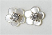 14K 2-in-1 diamond/pearl earrings