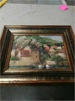 Small oil painting of houses