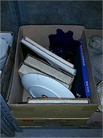Box of plates and books