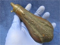 antique copper flask (for black powder gun) 1of2