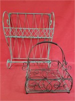 Painted Wrought Iron Wall Decor & Basket