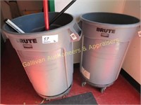 LOT OF (3) BRUTE TRASH CONTAINERS ON ROLLING BASE