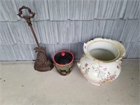 Paisley Ceramic Canister w/Lid,Antique Pot,Doorsto