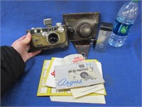 old argus camera with case & papers