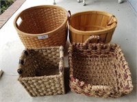 Lot of 4 Wicker Baskets-Various Sizes