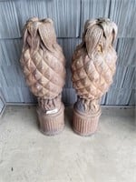 Pair of Brown Concrete Pineapples-Outdoor Art