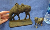 cast iron horse bookend & small horse