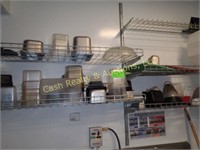 LOT OF COOKWARE ON SHELVES