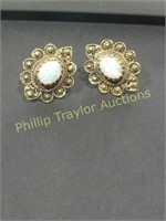 14 Karat Gold Earrings Opal Center Stones
