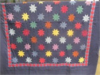 Large Quilt Star Pattern Dark Blue