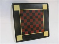 Wood Checker board red black tan corners