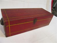 Red Wooden Box missing one handle