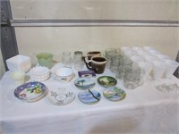 Milk Glass, Glass Punch Cups, and Small Plates