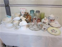 Ball Jars, Vases, Teapot, Dishes, & Ceramics