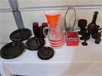 Red Glass Dishes & Hand-blown Glassware