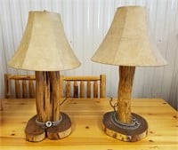 Pair 26" Rustic Western Table Lamps