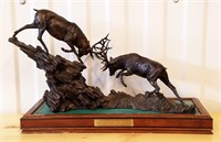 Bronze Sculpture Fighting Elk R.V. Ruyckevelt