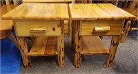 Pair Lodge Pole Pine Montana Woodworks End Tables