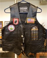 Hudson Black Leather Motorcycle Vest Sturgis 42