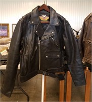 Harley Davidson Black Leather Motorcycle Jacket L