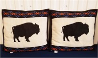 Pair Pendleton Wool Pillows Buffalo US Flag